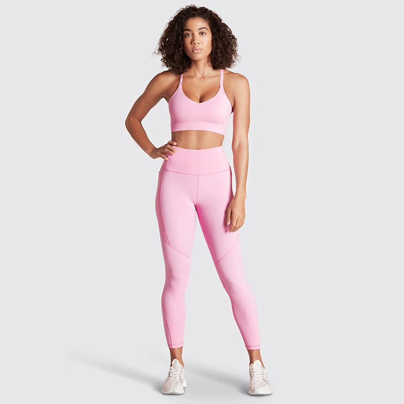 Women’s Printed Yoga Set – Halter Bra & Pocket Trousers