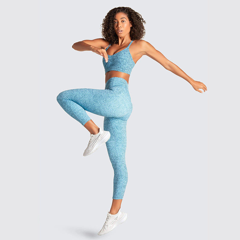 Women’s Printed Yoga Set – Halter Bra & Pocket Trousers