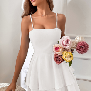 White Spaghetti Strap Backless Butterfly Mini Party Women Dress